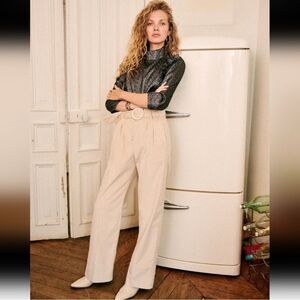 Sézane Arther Corduroy High Waist Wide Leg Pants Beige Size 40 (US 10)